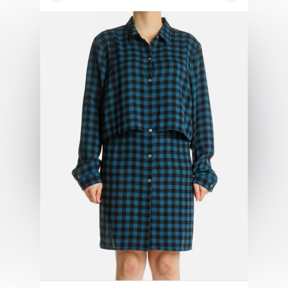 J. Jill Dresses & Skirts - J. JILL Women’s Blue/ Black Checkered Classic Button Up Shirt Dress Size M